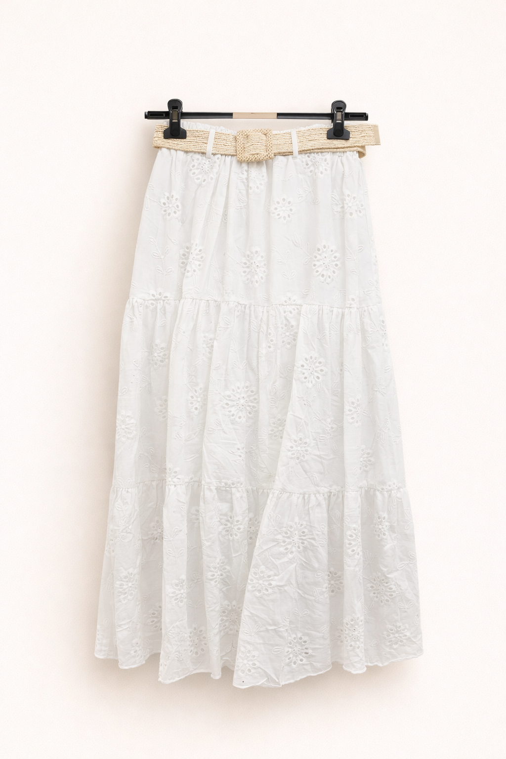 Jupe longue en broderie anglaise