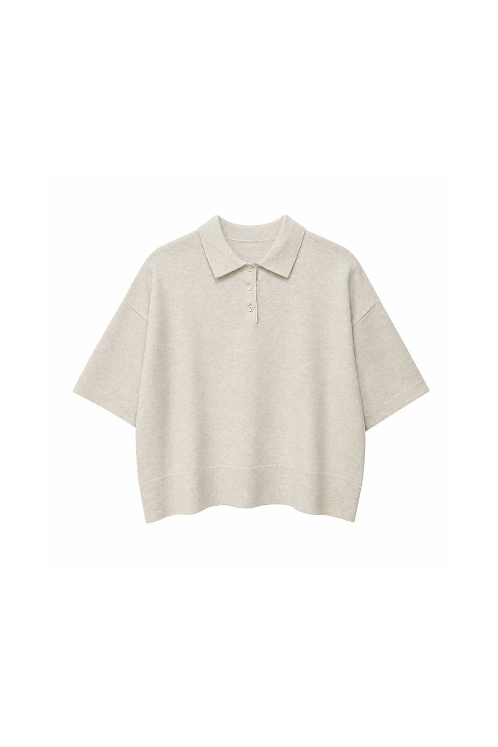 Pull Polo En Maille À Manches Courtes - vue de face