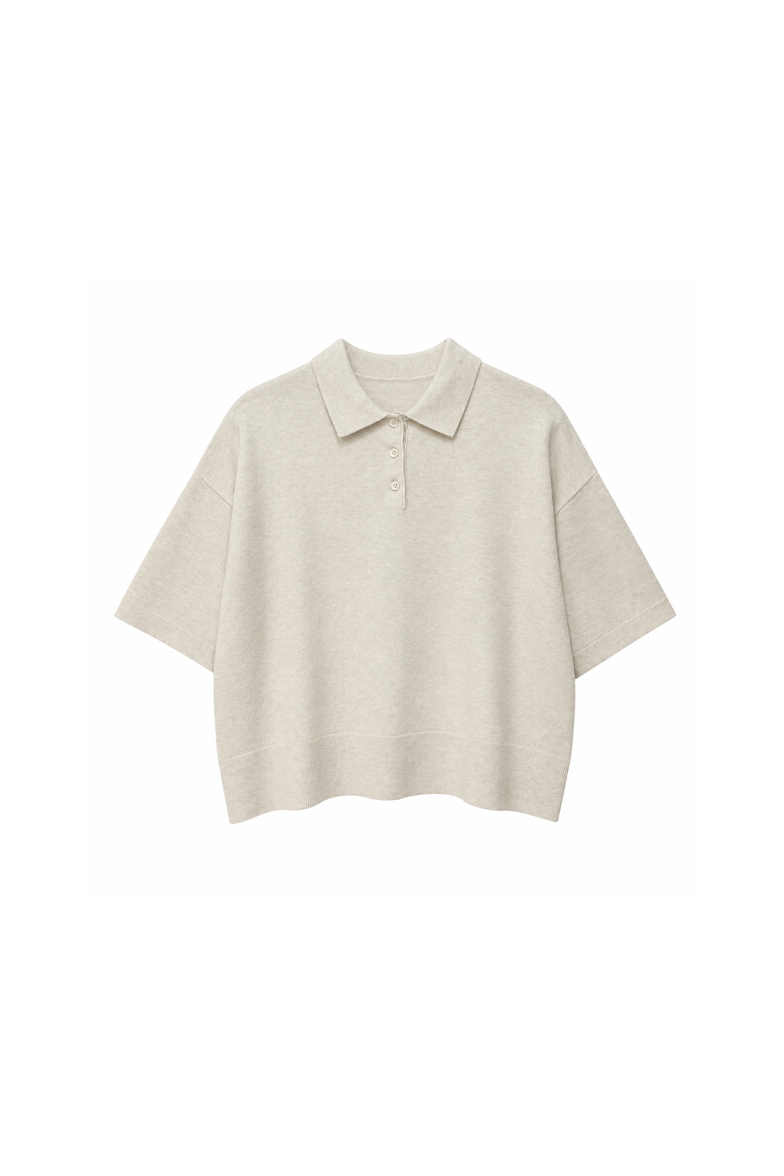Pull Polo En Maille À Manches Courtes - vue de face