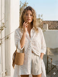 Chemise oversize ajourée en broderie anglaise