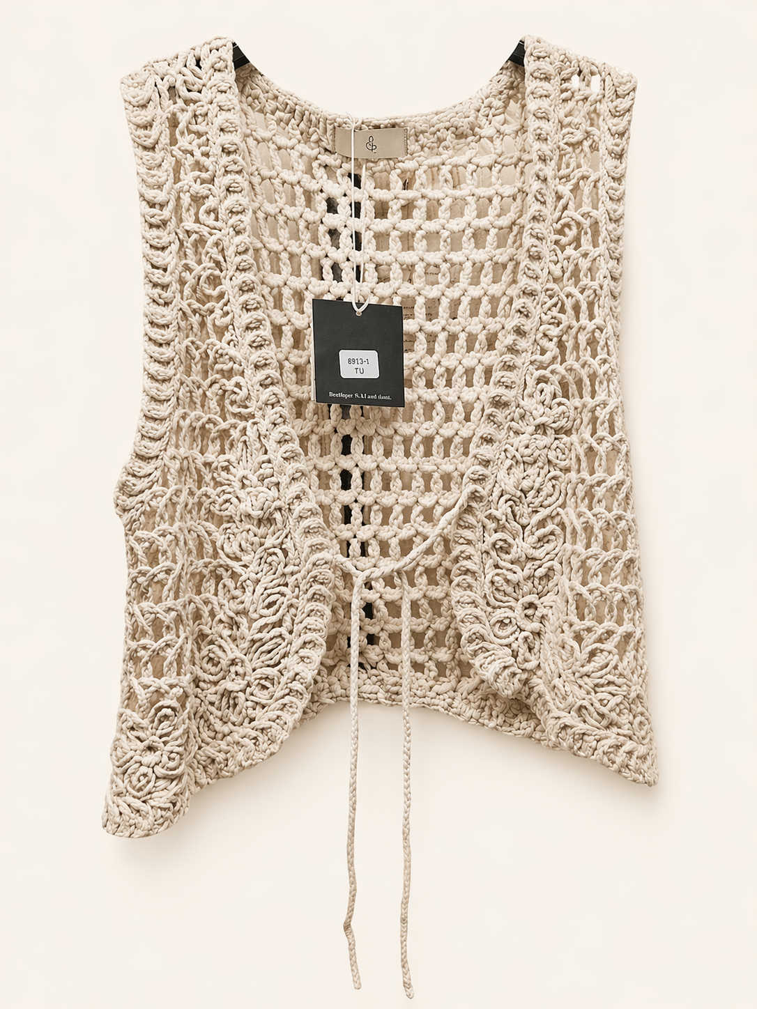 Gilet ajouré en crochet 100% coton à nouer
