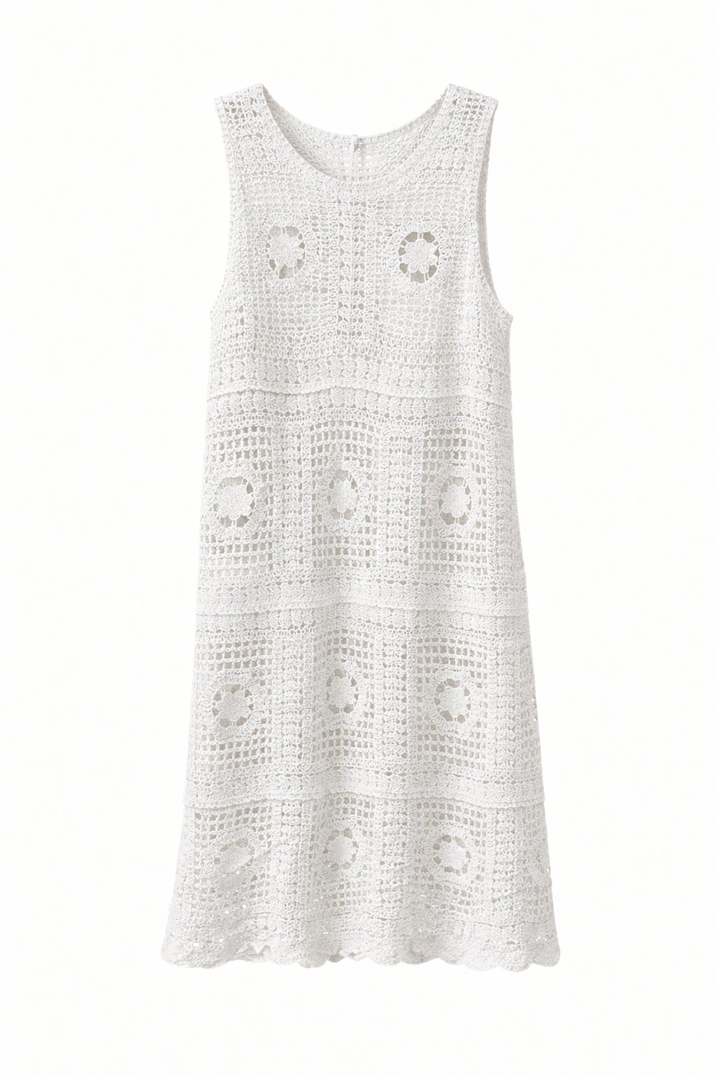 Robe midi en crochet ajouré sans manches