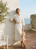 Robe chemise midi en broderie anglaise
