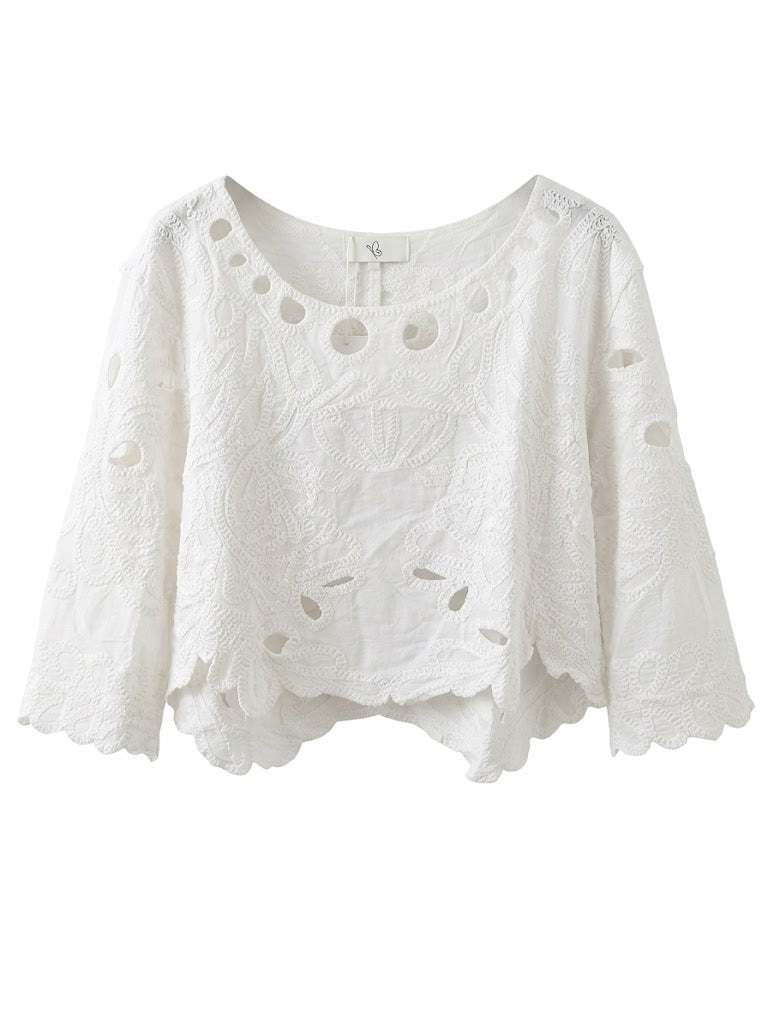 Top ajouré brodé 100% coton