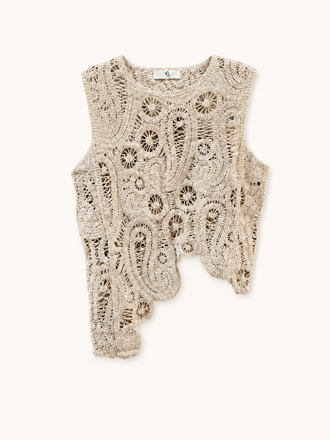 Top asymétrique en crochet 100% coton à nouer