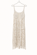 Robe midi ajourée en crochet à fines bretelles