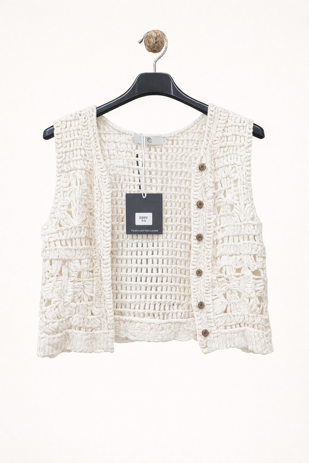 Gilet en crochet sans manches à boutons