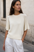 Pull Oversize En Maille À Manches Coutes - vue portée