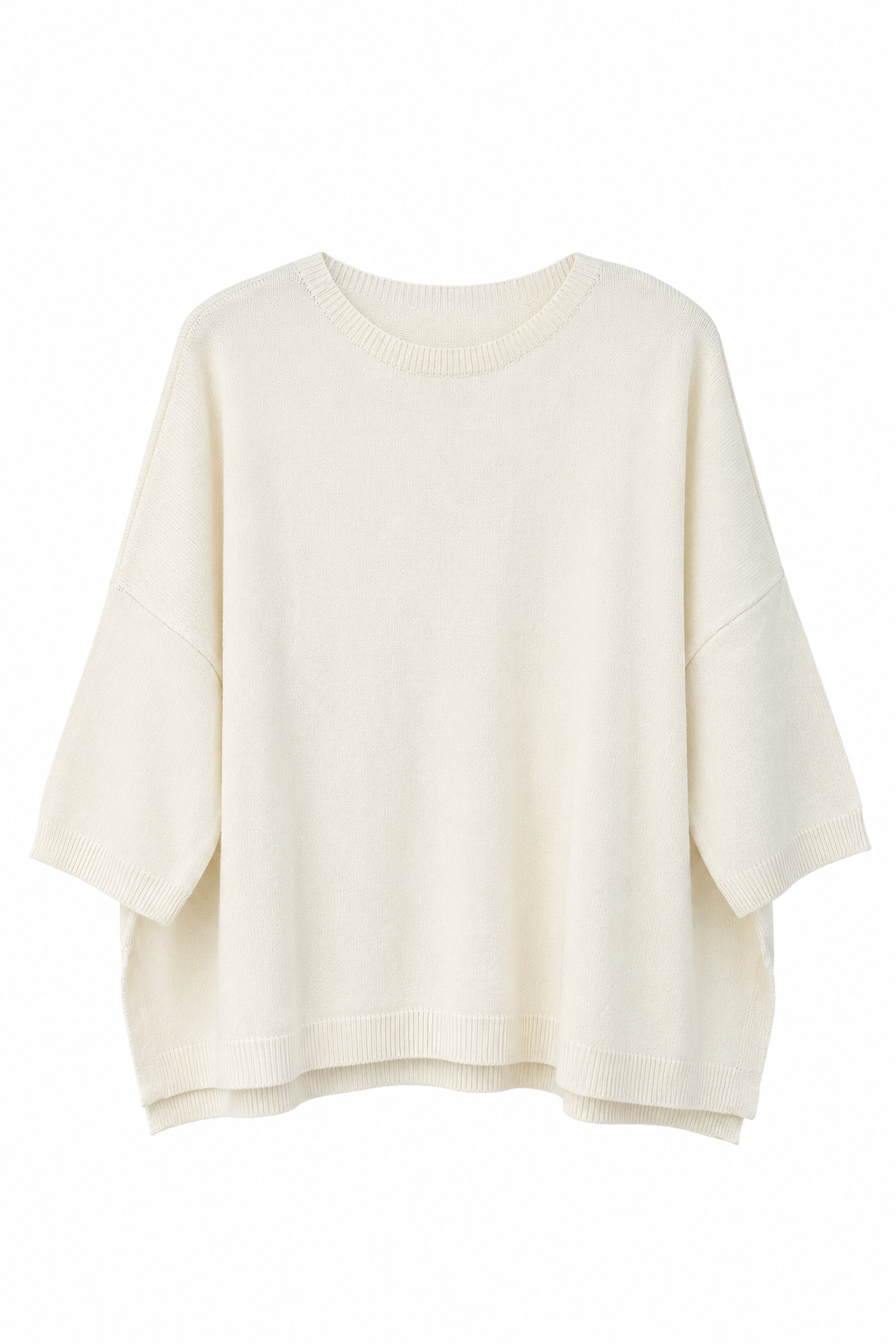 Pull Poncho Oversize En Maille À Manches 3/4 - vue de face