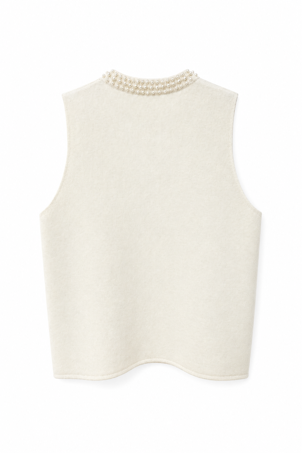 TOP SANS MANCHES EN MAILLE À COL PERLÉ