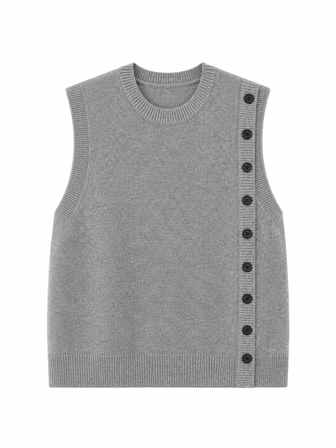 TOP SANS MANCHES EN MAILLE À BOUTONS DÉCORATIFS