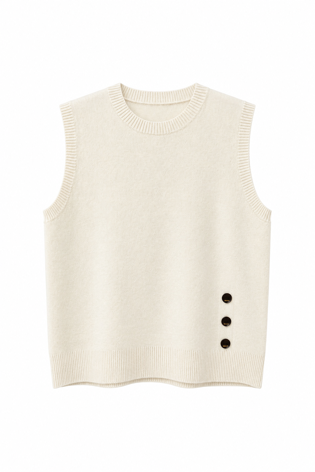 TOP SANS MANCHES EN MAILLE À BOUTONS LATÉRAUX