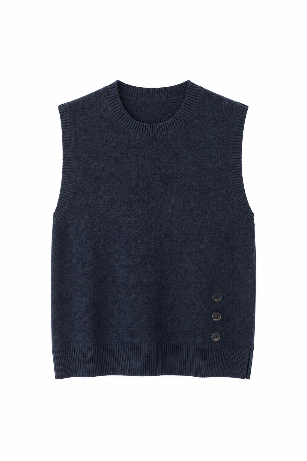 TOP SANS MANCHES EN MAILLE À BOUTONS LATÉRAUX