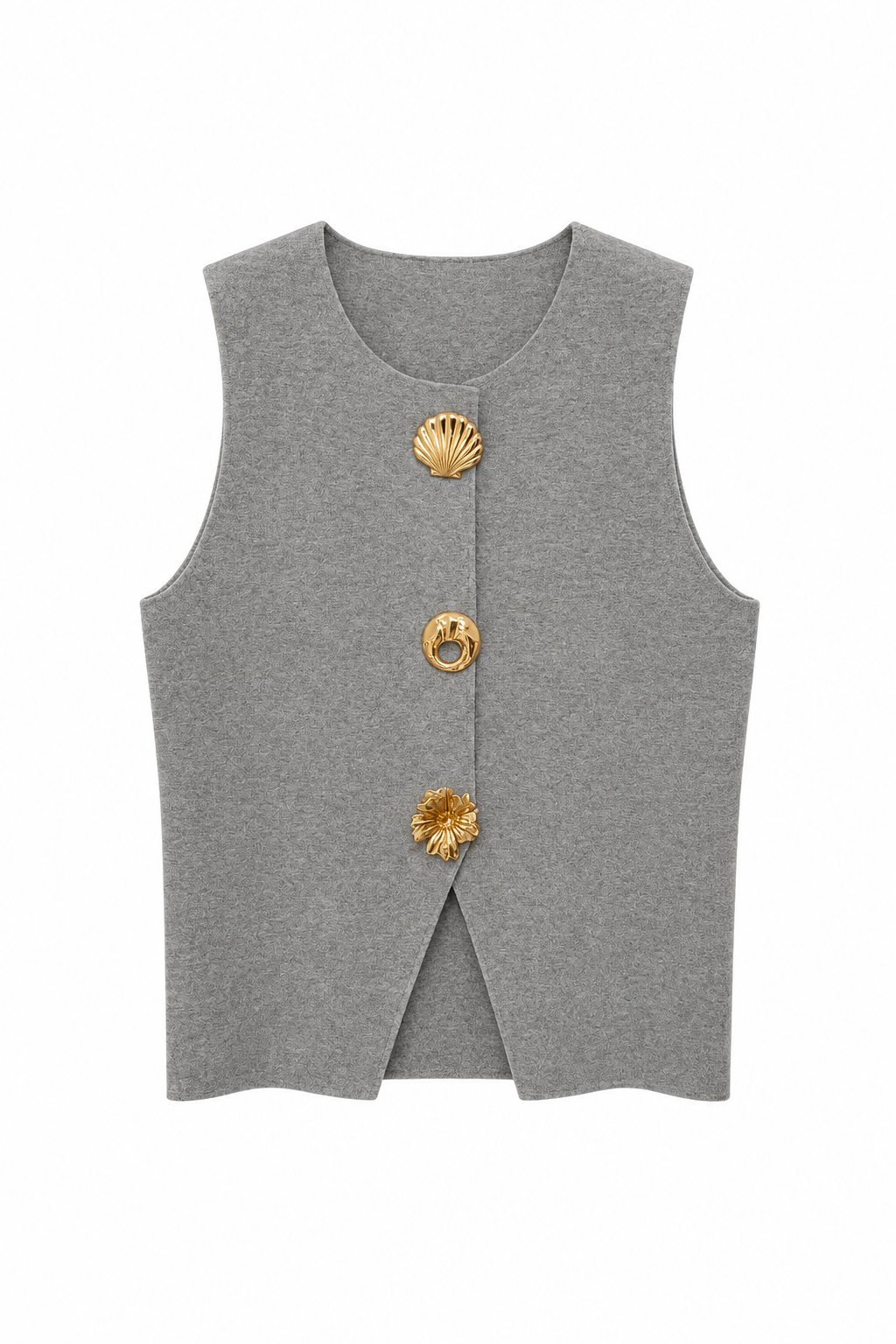 TOP SANS MANCHES EN MAILLE À BOUTONS BIJOUX