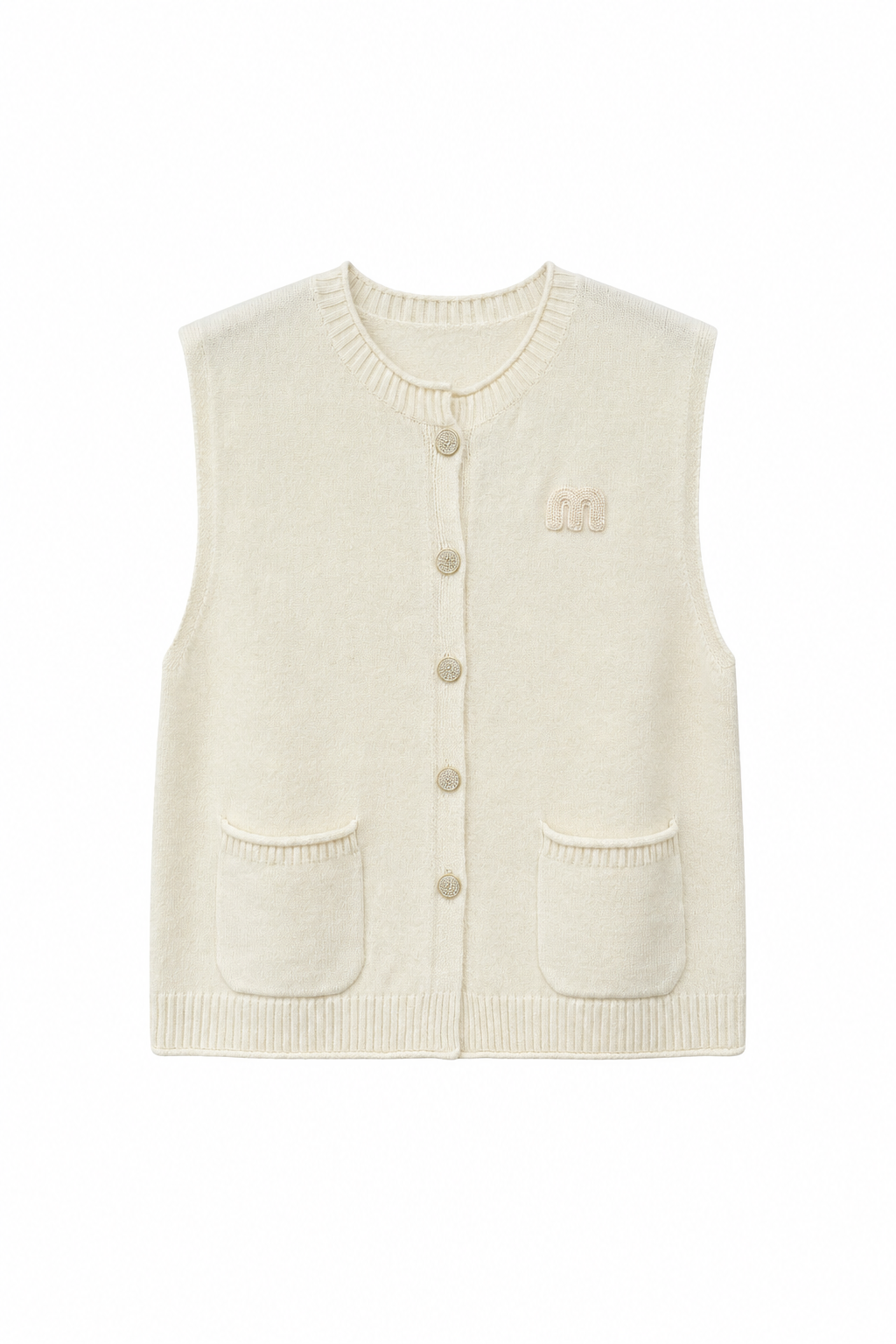 GILET SANS MANCHES EN MAILLE À POCHES