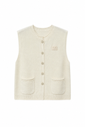 GILET SANS MANCHES EN MAILLE À POCHES