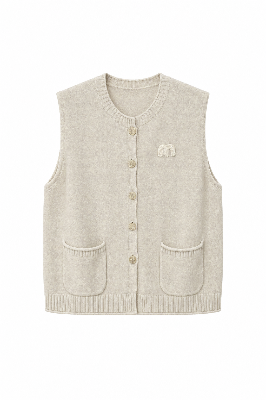 GILET SANS MANCHES EN MAILLE À POCHES