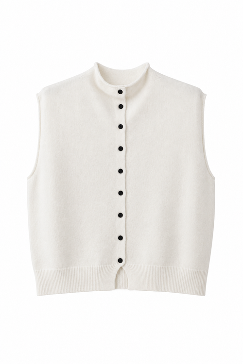 Gilet Poncho En Maille À Boutons Contrastants - vue de face