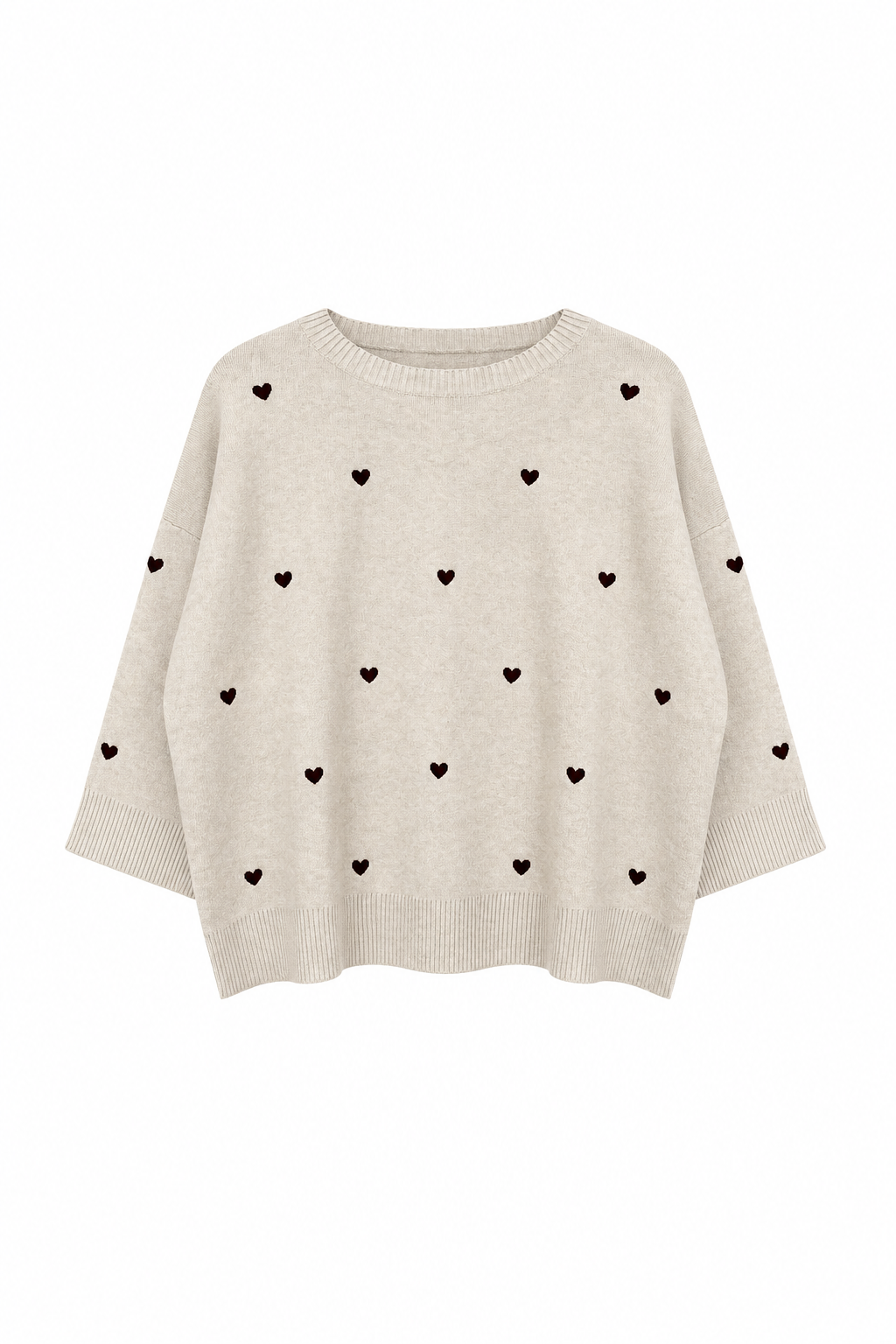 Pull En Maille À Motifs Cœurs - vue de face