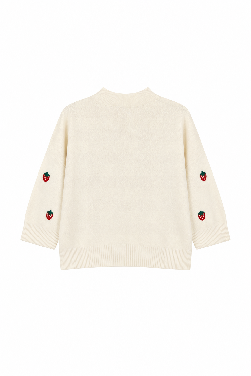 Pull En Maille À Fraises Brodées - vue de face