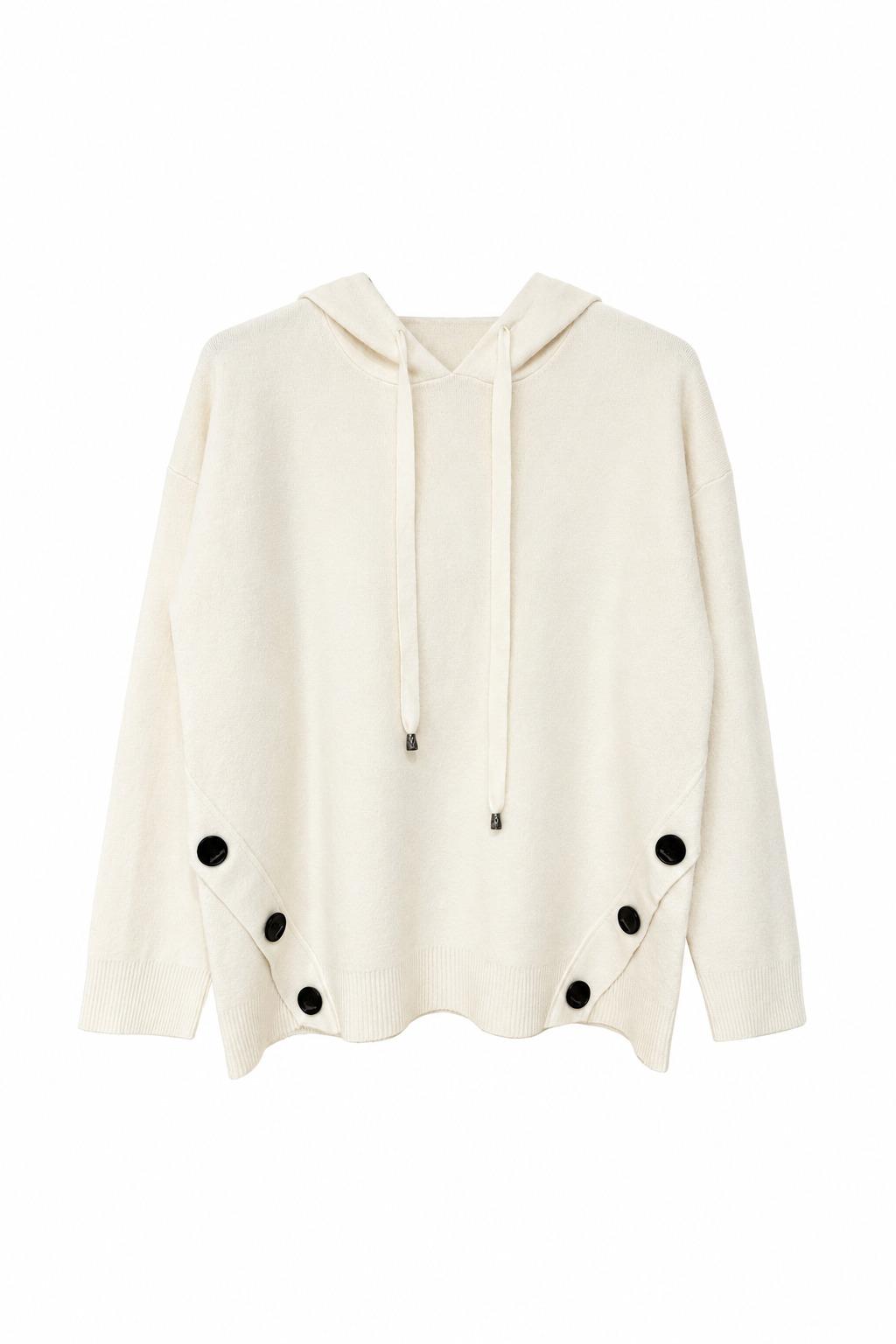 Pull Poncho À Capuche Et Boutons Latéraux - vue de face