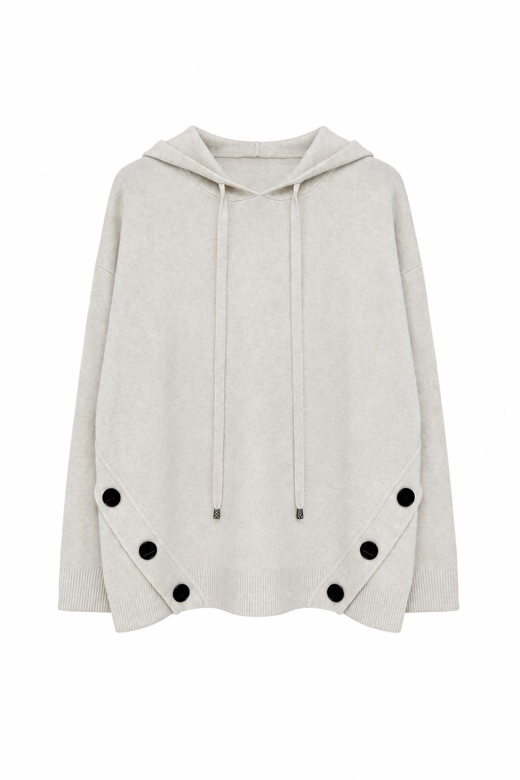 Pull Poncho À Capuche Et Boutons Latéraux - vue de face
