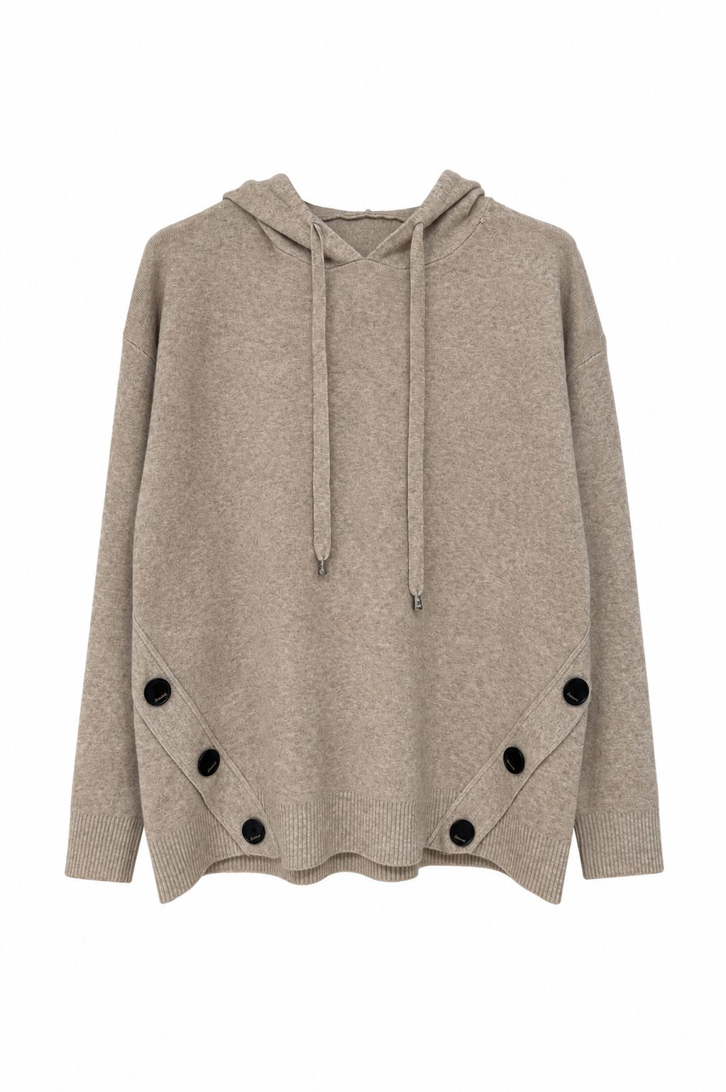 Pull Poncho À Capuche Et Boutons Latéraux - vue de face