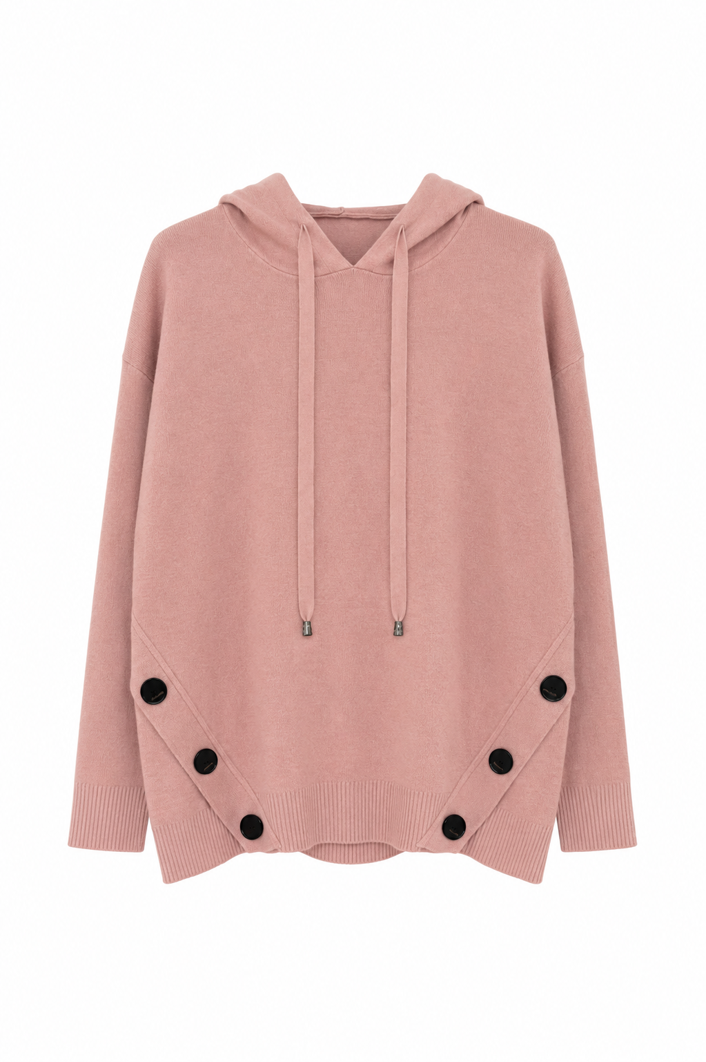 Pull Poncho À Capuche Et Boutons Latéraux - vue de face