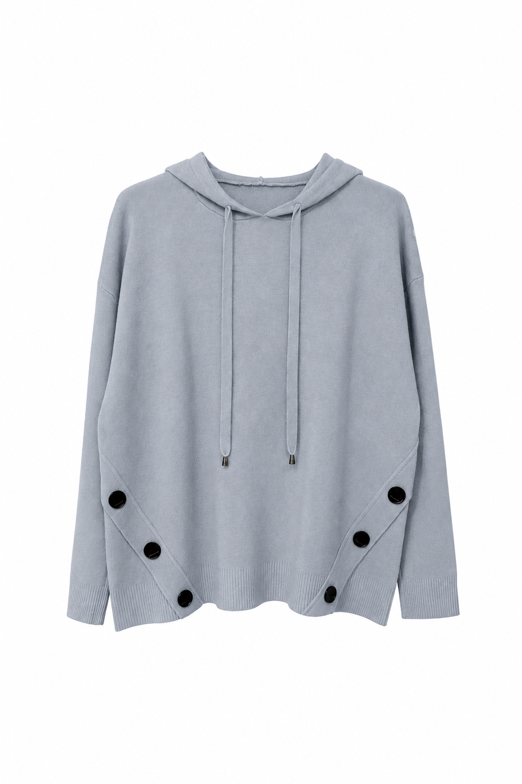 Pull Poncho À Capuche Et Boutons Latéraux - vue de face