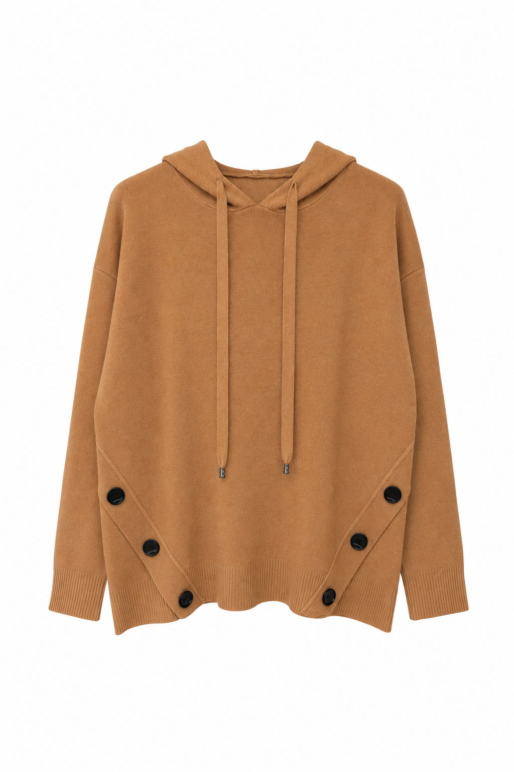 Pull Poncho À Capuche Et Boutons Latéraux - vue de face