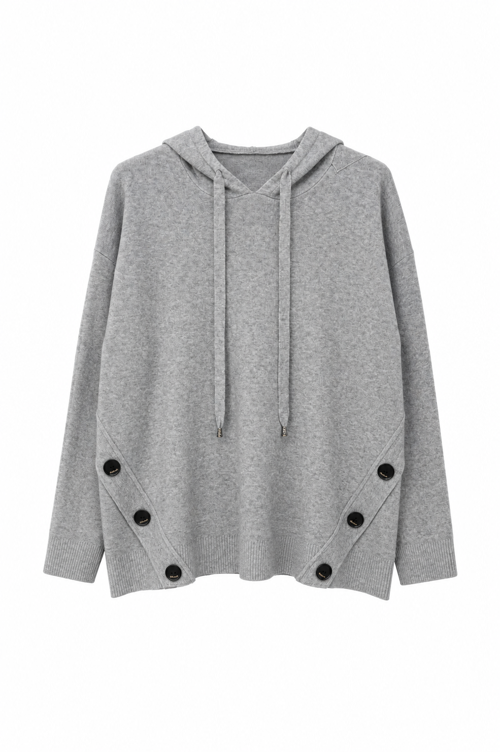 Pull Poncho À Capuche Et Boutons Latéraux - vue de face