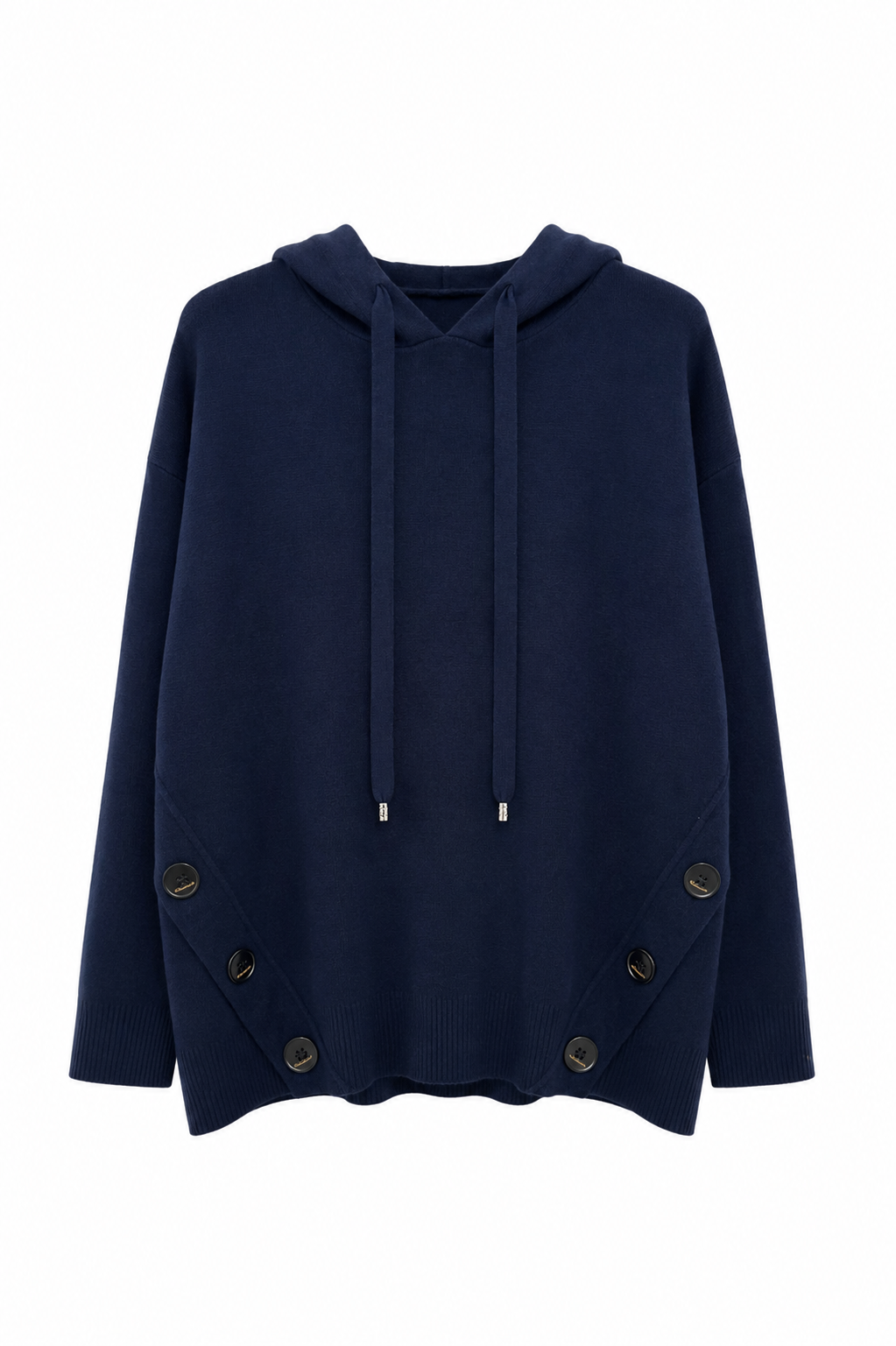 Pull Poncho À Capuche Et Boutons Latéraux - vue de face