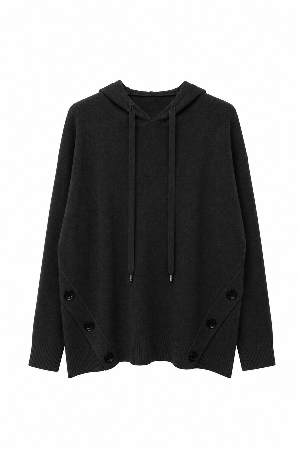 Pull Poncho À Capuche Et Boutons Latéraux - vue de face