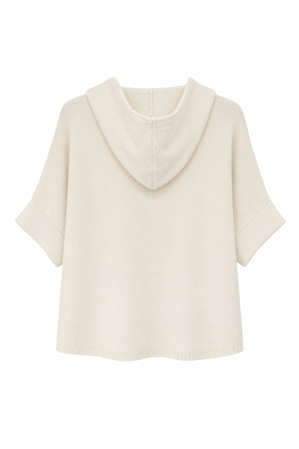 Gilet Poncho Zippé En Maille À Capuche - vue de face