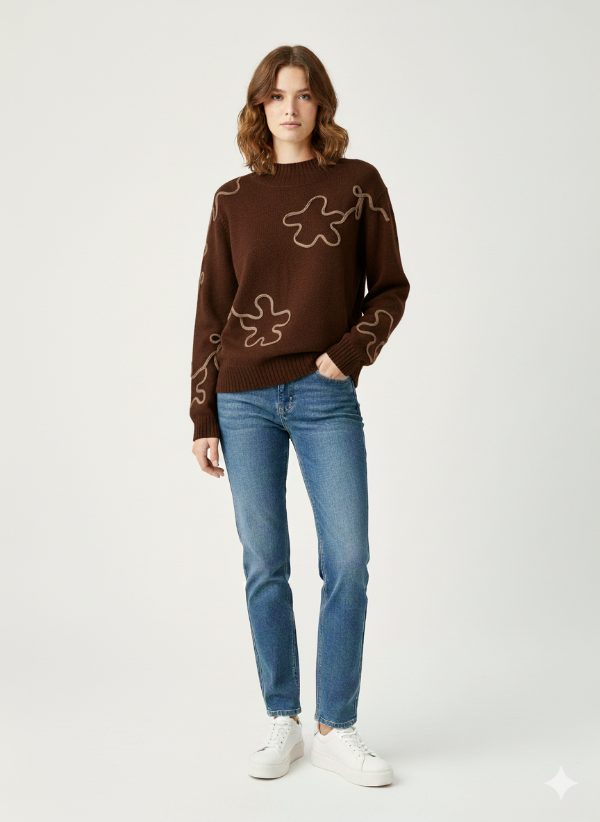 Pull en maille texturée à motifs abstraits