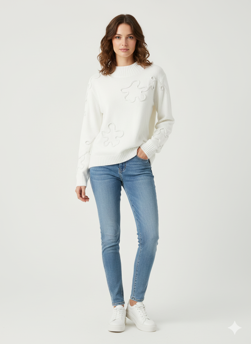 Pull en maille texturée à motifs abstraits