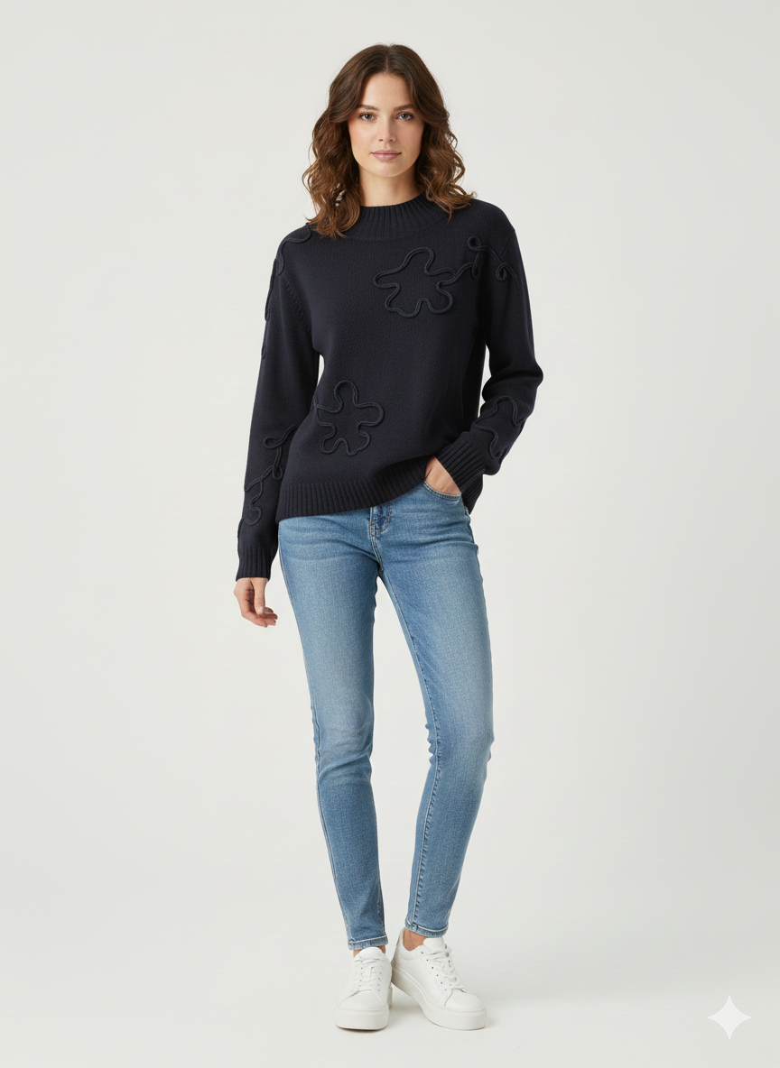 Pull en maille texturée à motifs abstraits