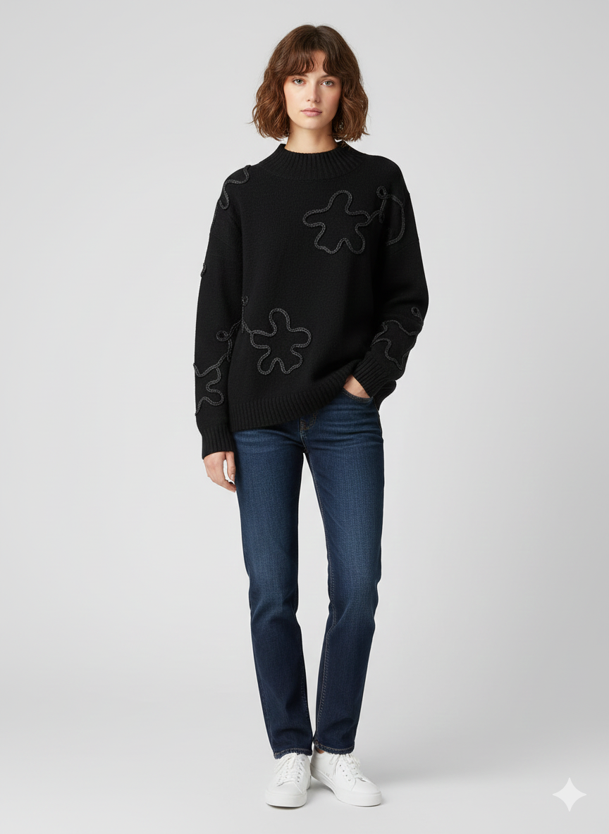 Pull en maille texturée à motifs abstraits