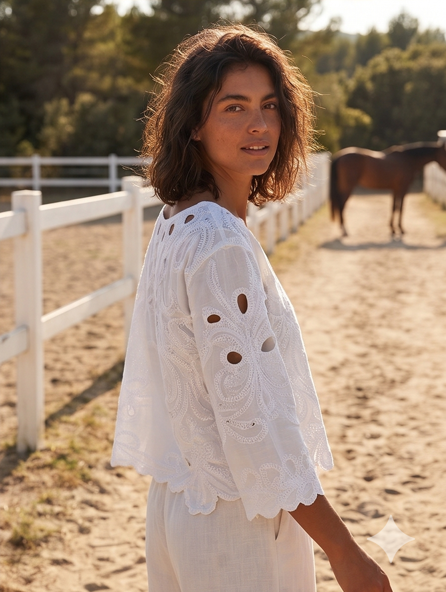 Top ajouré brodé 100% coton