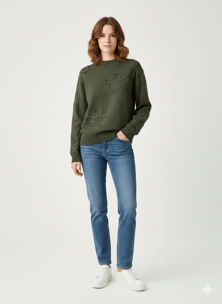 Pull en maille texturée à motifs abstraits