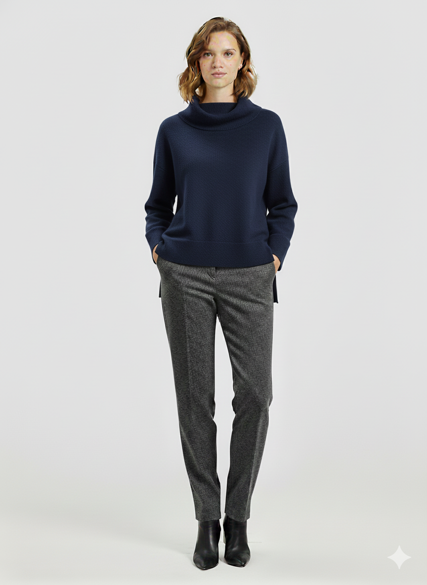 Pull oversize à col cheminée et bas asymétrique