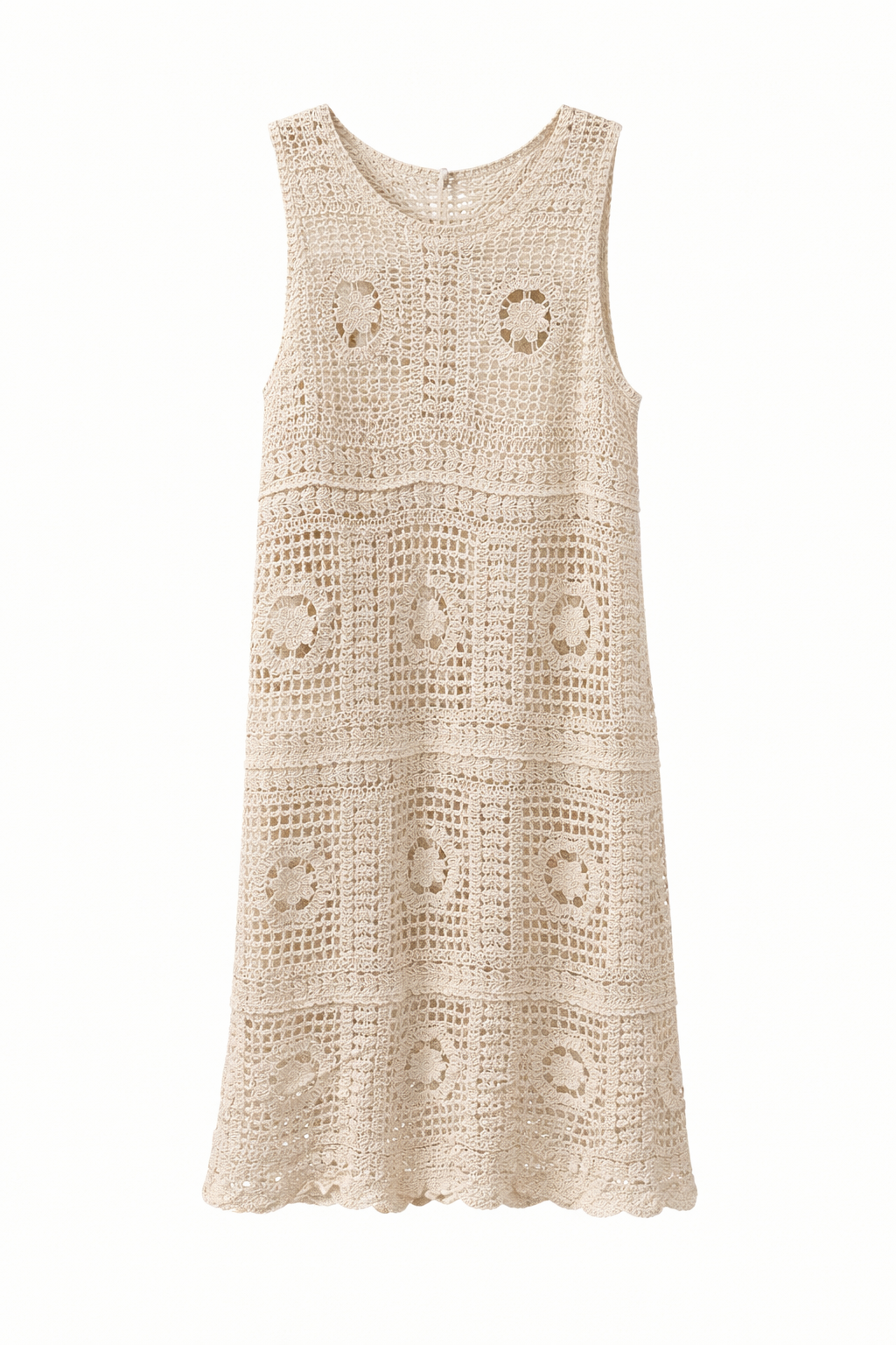 Robe midi en crochet ajouré sans manches