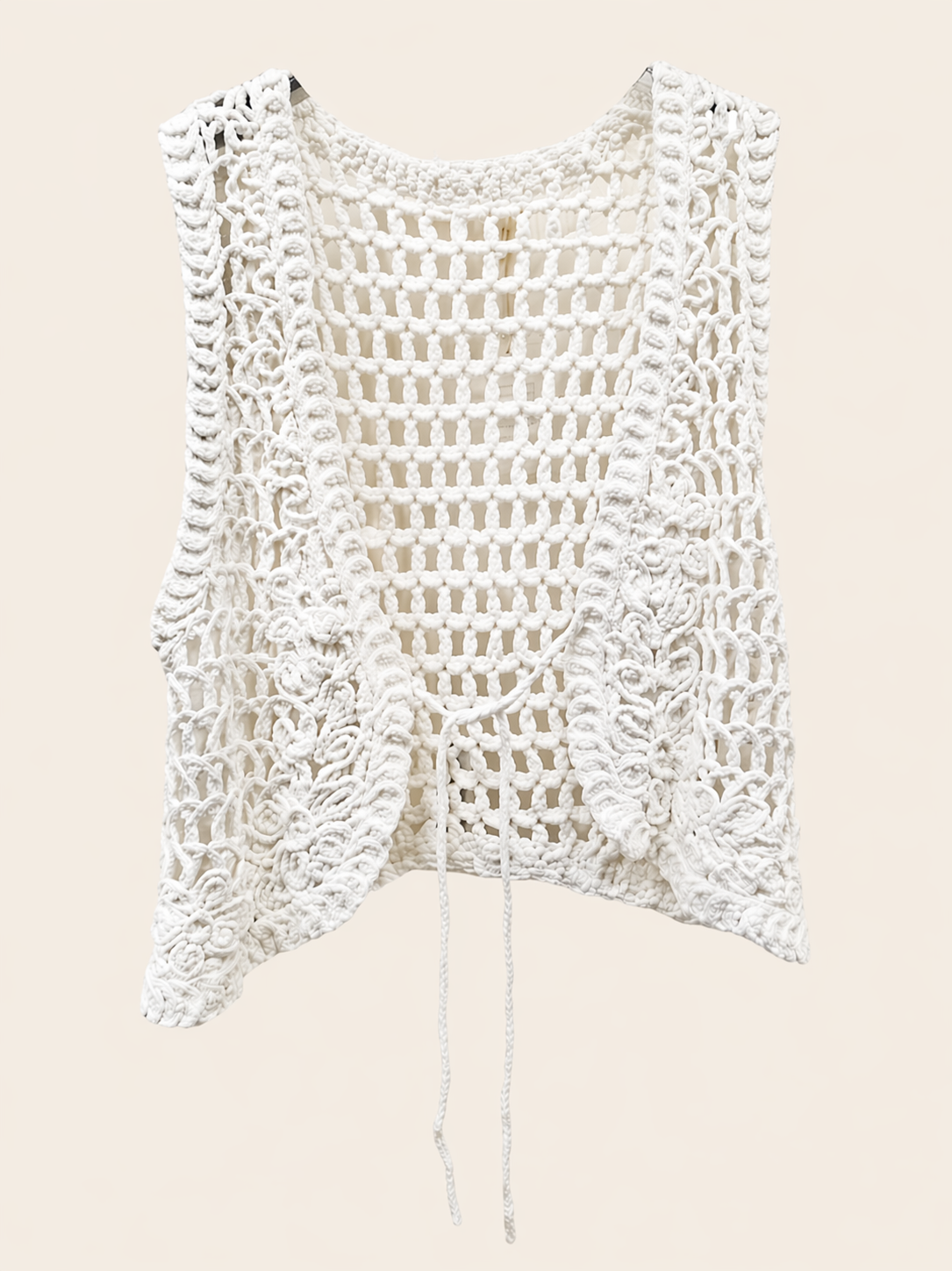 Gilet ajouré en crochet 100% coton à nouer