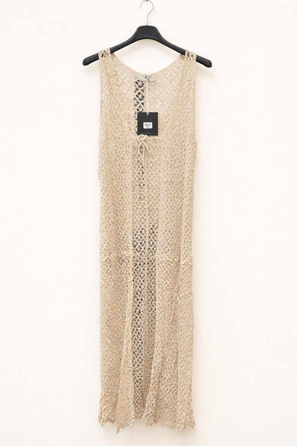 Gilet long ajouré en crochet sans manches à nouer