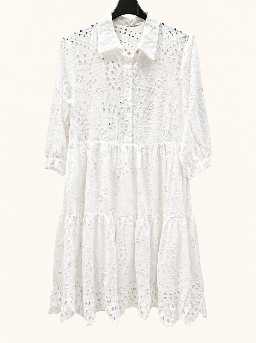Robe chemise courte en broderie anglaise