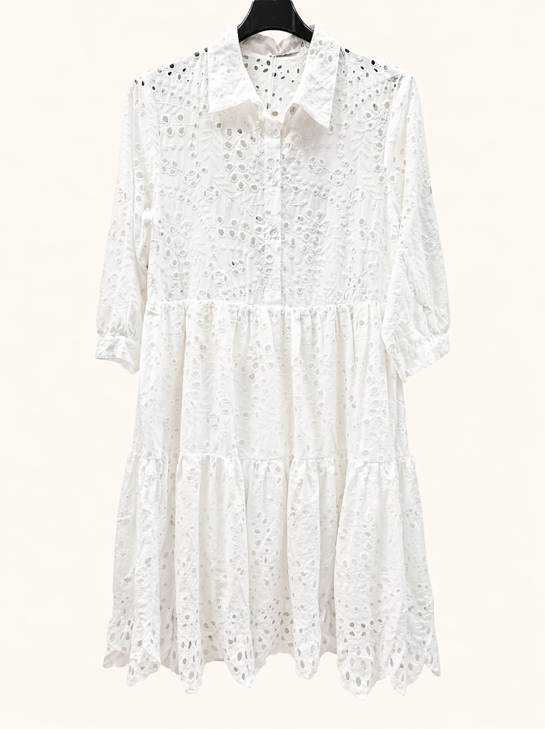 Robe chemise courte en broderie anglaise