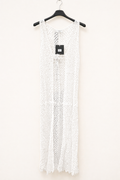 Gilet long ajouré en crochet sans manches à nouer