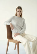 Round Neck Fine Knit Sweater with Embroidery