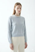 Justine&amp;co Fine Knit Sweater with Pearl Collar