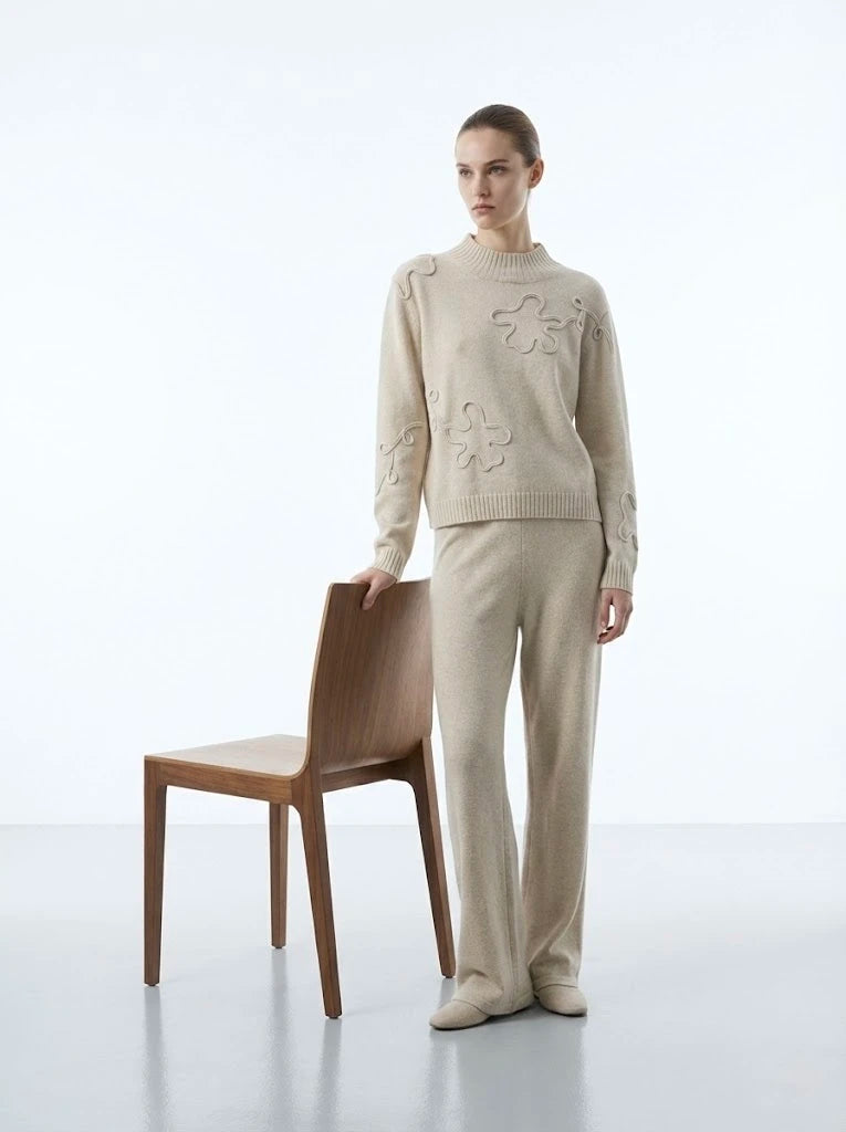 Pull en maille texturée à motifs abstraits